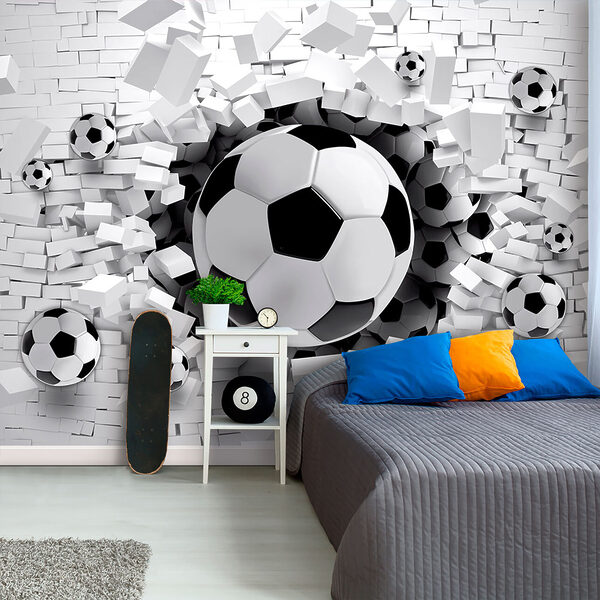 Wall mural Black and white football ball
