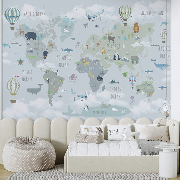 Wall mural Hot air balloon with flags