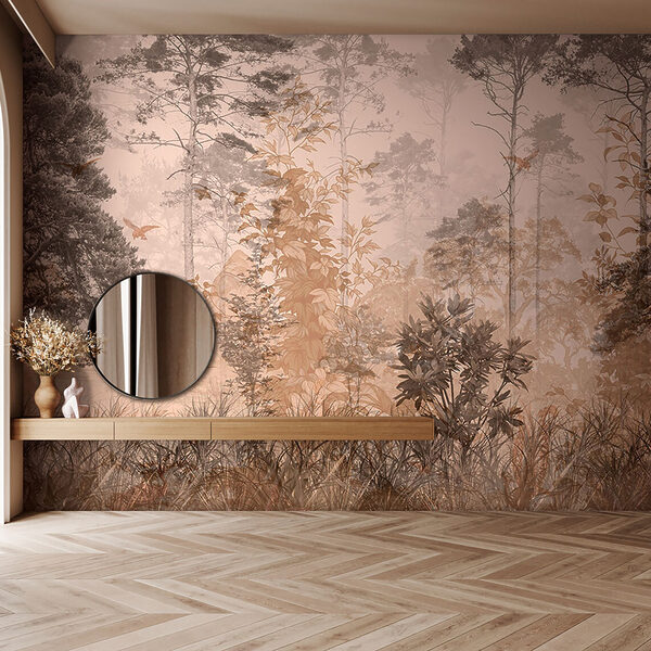 Wall mural Serene forest with gentle hues