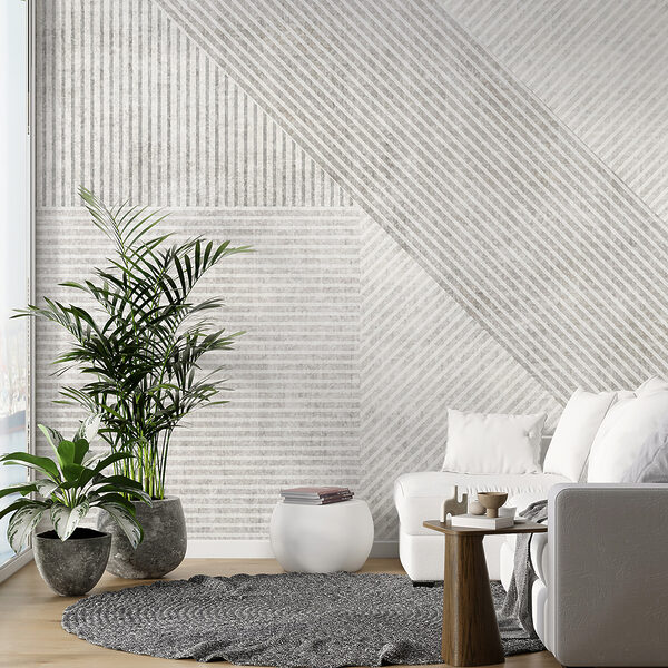 Grey and white striped pattern Wall mural Grey and white striped pattern