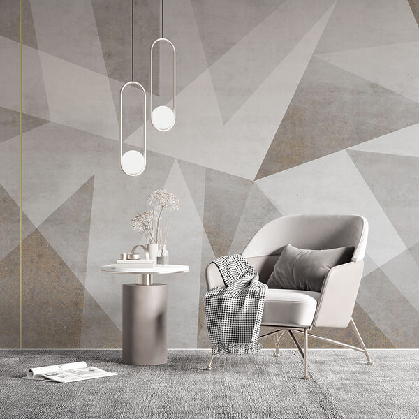 Grey and white background with triangles Wall mural Grey and white background with triangles