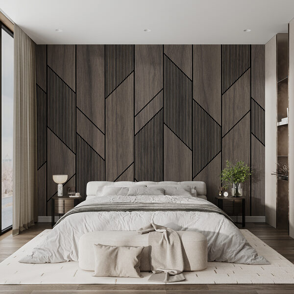 Geometric pattern on wood surface