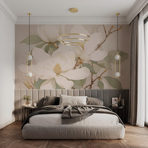 Painting of white flowers Wall murals Painting of white flowers
