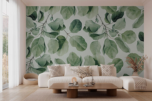 Lush green leaf pattern design Wall murals Lush green leaf pattern design