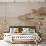 Wall murals Painting of a castle and a lake