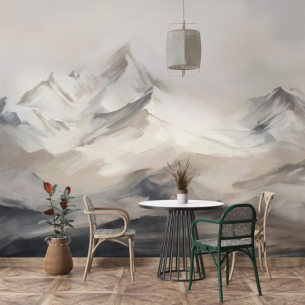 Painting of a mountain range Wall mural Painting of a mountain range