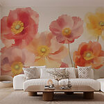 Wall murals Group of flowers on a white background