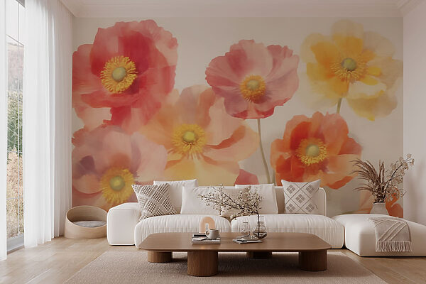 Group of flowers on a white background Wall murals Group of flowers on a white background