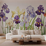 Wall murals Group of purple and white flowers