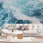 Wall murals Waves crashing waves with foamy white foam