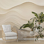 Wall murals White wavy lines on a white surface