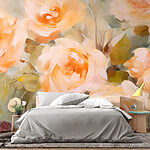 Wall murals Painting of flowers on a white surface