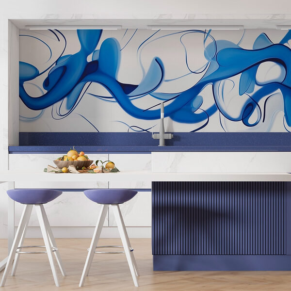 Blue swirls on a white background Wall murals Blue swirls on a white background