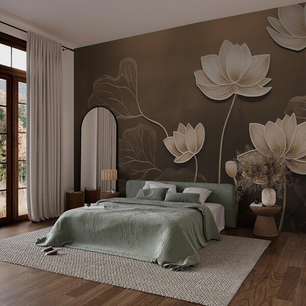 Delicate blooms on a muted background Wall murals Delicate blooms on a muted background