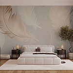 Wall murals Group of feathers on a white background