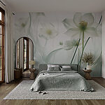 Wall murals White flowers with long stems and stems