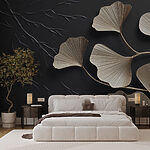 Wall murals Artistic ginkgo leaves on textured background