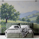 Wall murals Landscape with trees and hills