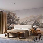 Wall murals Landscape with trees and hills