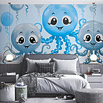 Wall murals Group of octopuses with balloons