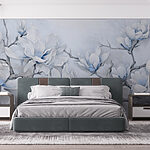 Wall murals Painting of white flowers on a branch