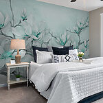 Wall murals Painting of white flowers on a branch
