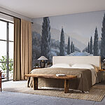 Wall murals Landscape with trees and flowers