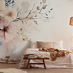Wall murals Painting of flowers on a white background