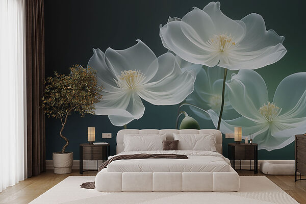 Delicate petals dance in soft light Wall murals Delicate petals dance in soft light