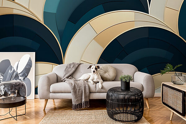 Fluid curves in layered design Wall murals Fluid curves in layered design