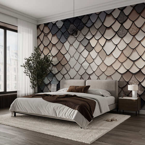 Textured scales in subtle shades Wall murals Textured scales in subtle shades