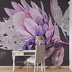 Wall murals Purple flower with newspaper