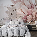 Wall murals Flower with newspaper and leaves