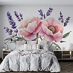 Wall murals Watercolor of flowers and leaves