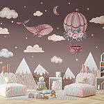 Wall murals Whale and hot air balloon in the sky