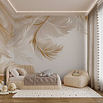Wall murals Elegant feathers in soft tones.