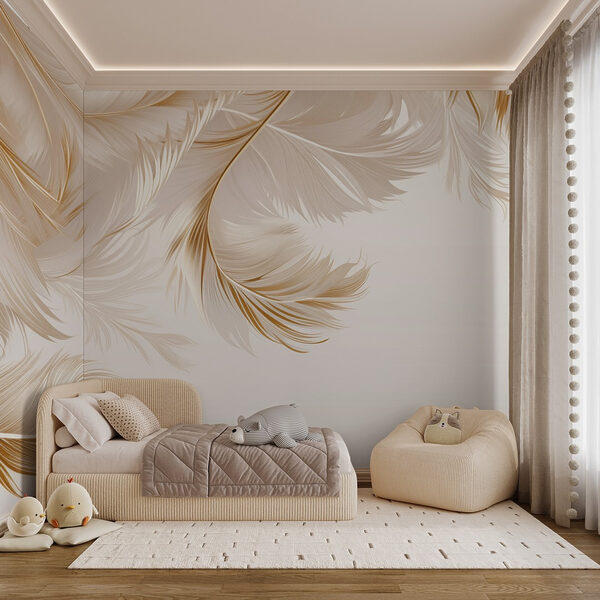 Elegant feathers in soft tones Wall murals Elegant feathers in soft tones