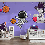 Wall murals Cartoon of astronauts in space