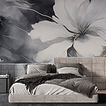 Wall murals White flower on a black and white background