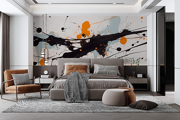 Black and orange paint splatter Wall murals Black and orange paint splatter