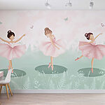 Wall murals Group of girls dancing in a field