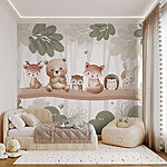 Wall murals Group of animals on a tree branch