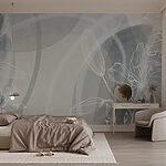 Wall murals White flowers on a grey background