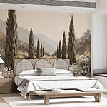 Wall murals Landscape with trees and flowers
