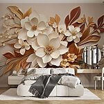 Wall murals Group of white and brown flowers