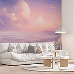 Wall murals Landscape with clouds and a moon