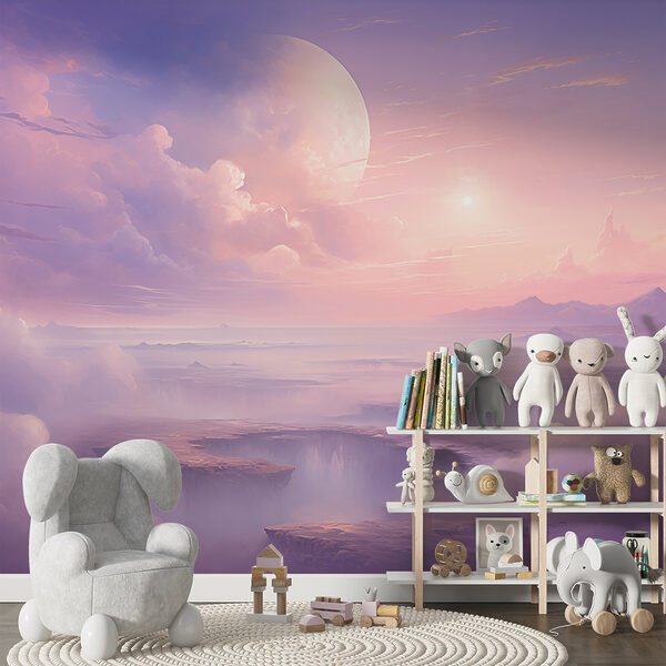 Landscape with clouds and a moon Wall mural Landscape with clouds and a moon