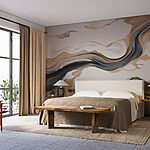 Wall murals White and black swirls on a white surface