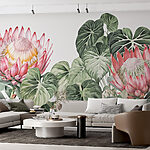 Wall murals Vibrant blooms among lush foliage