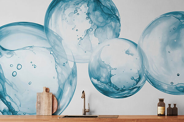 Group of bubbles with bubbles in the air Wall murals Group of bubbles with bubbles in the air